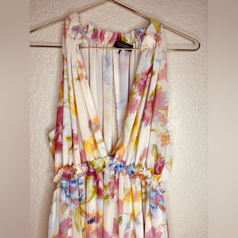 Zara Creampink long floral dress. Small 3204/168 EUC OUNK BEIGE - Picture 8 of 13